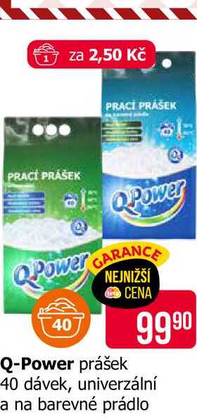 Q-Power prášek 40 dávek, univerzální a na barevné prádlo 
