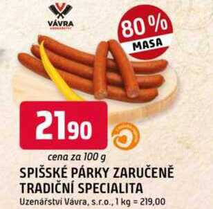 SPIŠSKÉ PÁRKY 100 g