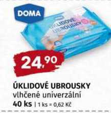 DOMA ÚKLIDOVÉ UBROUSKY vlhčené univerzální 40 ks