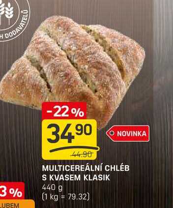 MULTICEREÁLNÍ CHLÉB S KVASEM KLASIK 440 g 