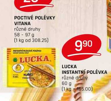 LUCKA INSTANTNÍ POLÉVKA různé druhy 60 g 