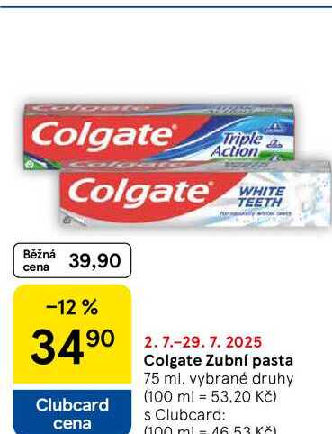 Colgate Triple Action Zubní pasta, 75 ml