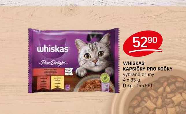 WHISKAS KAPSIČKY PRO KOČKY vybrané druhy 4 x 85 g 