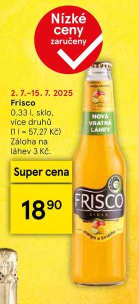 Frisco, 0,33 l, sklo