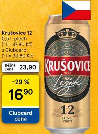 Krušovice 12, 0.5 l, plech  v akci