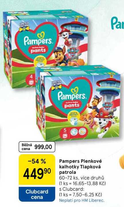 Pampers Plenkové kalhotky Tlapková patrola, 60-72 ks, více druhů 