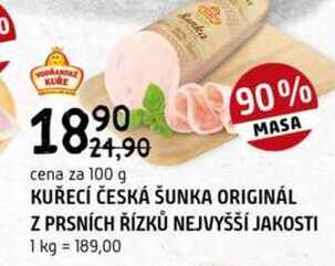 Kuřecí česká šunka originál z prsních řízků 100g