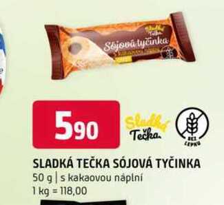 Sladká tečka sojová tyčinka 50 g s kakaovou náplní 