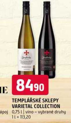 Templářské sklepy varietal collection 0,75l vino vybrané druhy 