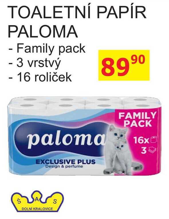 Paloma toaletní papír 3-vrstvý 16rolí