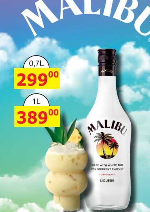 Malibu Original likér na bázi rumu s kokosovou příchutí 1l