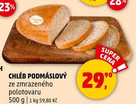 CHLÉB PODMÁSLOVÝ ze zmrazeného polotovaru, 500 g 