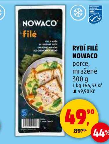 RYBÍ FILÉ NOWACO porce, mražené, 300 g 