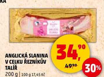 ANGLICKÁ SLANINA V CELKU ŘEZNÍKŮV TALÍŘ, 200 g 