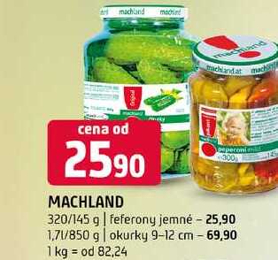 Machland 320/145 g feferony jemné 1,71/850 g okurky 9-12 cm 