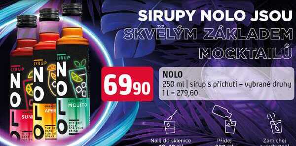 Nolo 250 ml sirup s příchutí vybrané druhy 
