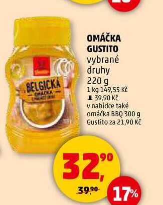 OMÁČKA GUSTITO vybrané druhy, 220 g
