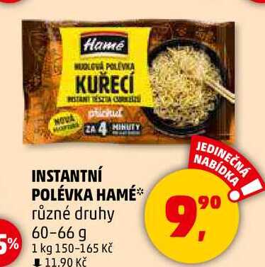 INSTANTNÍ POLÉVKA HAMÉ různé druhy, 60-66 g  