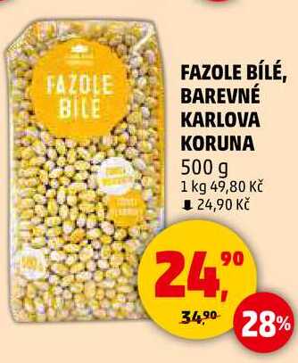 FAZOLE BÍLÉ, BAREVNÉ KARLOVA KORUNA, 500 g 