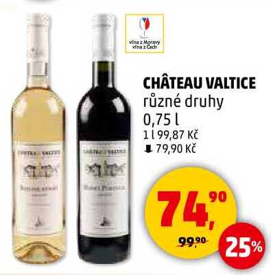 CHÂTEAU VALTICE různé druhy, 0,75 l