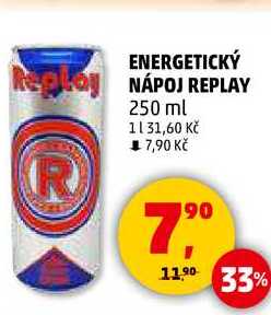 ENERGETICKÝ NÁPOJ REPLAY, 250 ml  