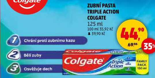 ZUBNÍ PASTA TRIPLE ACTION COLGATE, 125 ml 