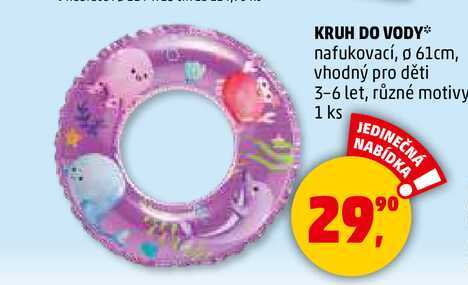 KRUH DO VODY nafukovací, o 61cm, vhodný pro děti 3-6 let, různé motivy, 1 ks 