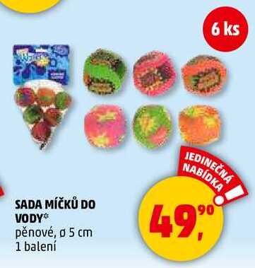 SADA MÍČKŮ DO VODY pěnové, o 5 cm, 1 balení  