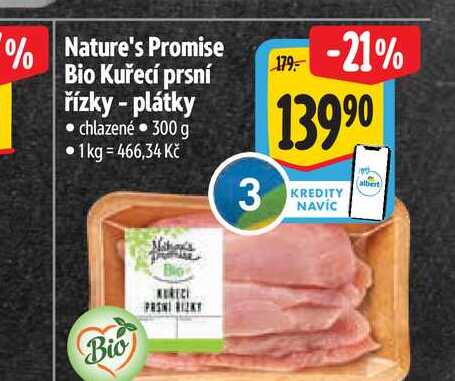 Nature's Promise Bio Kuřecí prsní řízky plátky 300 g
