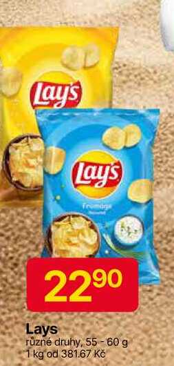 Lays různé druhy, 55-60 g 