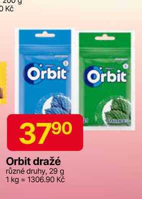 orbit dražé různé druhy, 29 g