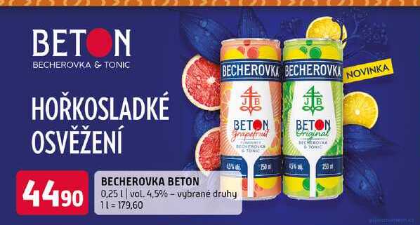Becherovka beton 0,25l vol. 4,5% vybrané druhy 