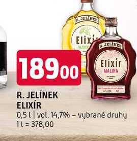 R.jelínek elixír 0,5l vol. 14,7% vybrané druhy 