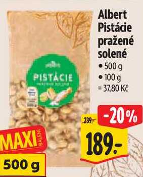 Albert Pistácie pražené solené, 500 g 