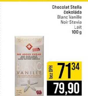 Chocolat Stella čokoláda Blanc Vanille Noir Stevia Lait 100 g