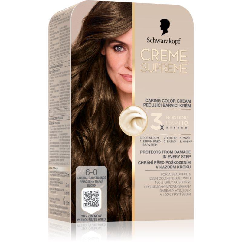 Schwarzkopf Creme Supreme permanentní barva na vlasy odstín 6-0 Přirozená tmavá blond 60 ml