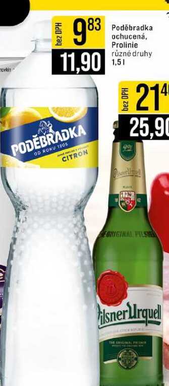 Poděbradka ochucená, Prolinie různé druhy 1,5l