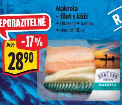 Makrela - filet s kůží, cena za 100 g 
