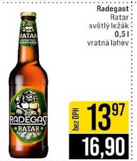 Radegast Ratar světlý ležák 0,5l