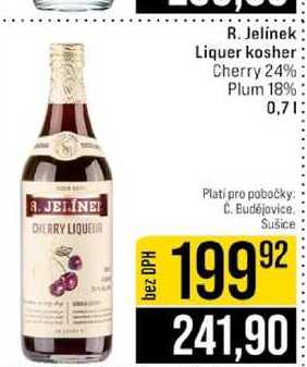 R. Jelínek Liquer kosher Cherry 24% Plum 18% 0,7l