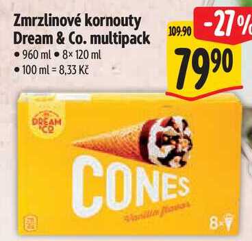 Zmrzlinové kornouty Dream & Co. multipack, 8x 120 ml 