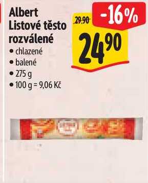 Albert Listové těsto rozválené, 275 g