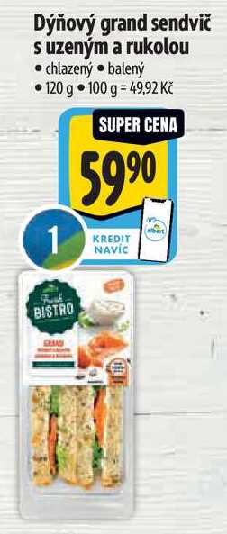 Dýňový grand sendvič s uzeným a rukolou, 120 g