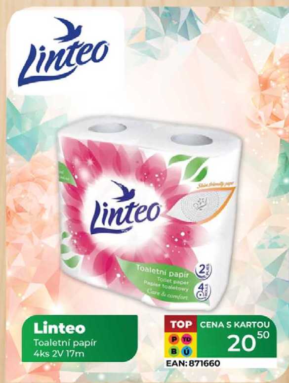 Linteo Linteo Linteo Toaletní papír 4ks 2V 17m 