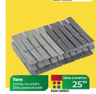 Toro količky na prádlo 20ks plastové šedé  
