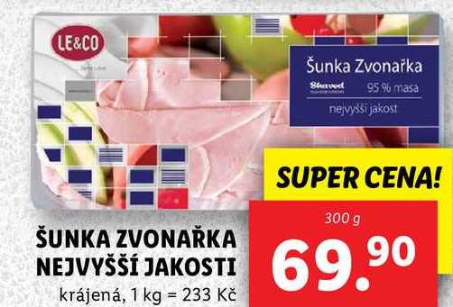 ŠUNKA ZVONAŘKA NEJVYŠŠÍ JAKOSTI, 300 g