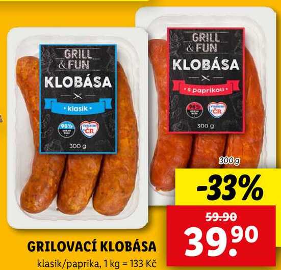 GRILOVACÍ KLOBÁSA, 300 g