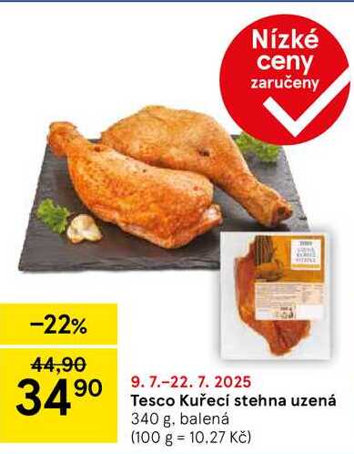 Tesco Kuřecí stehna uzená, 340 g, balená  
