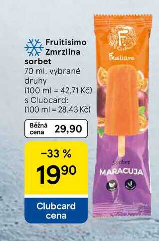 Fruitisimo Zmrzlina sorbet, 70 ml, vybrané druhy 