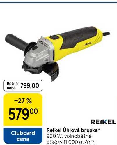Reikel Úhlová bruska, 900 W, volnoběžné otáčky 11 000 ot/min 